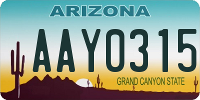 AZ license plate AAY0315