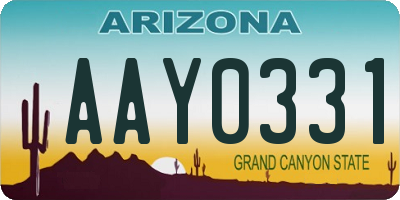 AZ license plate AAY0331