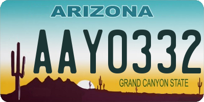 AZ license plate AAY0332
