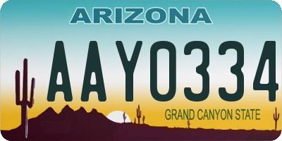 AZ license plate AAY0334