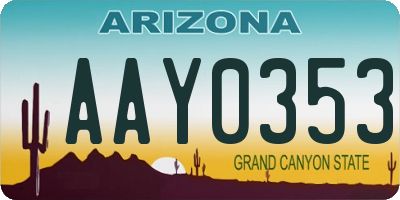 AZ license plate AAY0353