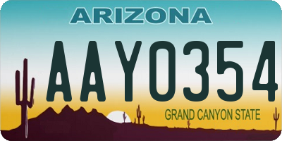 AZ license plate AAY0354