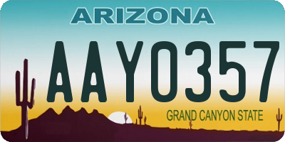 AZ license plate AAY0357