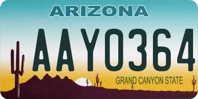 AZ license plate AAY0364