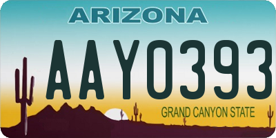 AZ license plate AAY0393