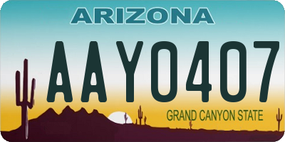 AZ license plate AAY0407
