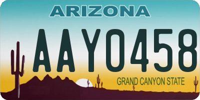 AZ license plate AAY0458
