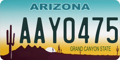 AZ license plate AAY0475