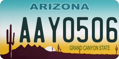 AZ license plate AAY0506