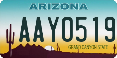 AZ license plate AAY0519