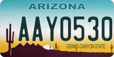 AZ license plate AAY0530