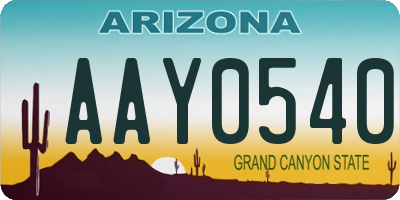 AZ license plate AAY0540
