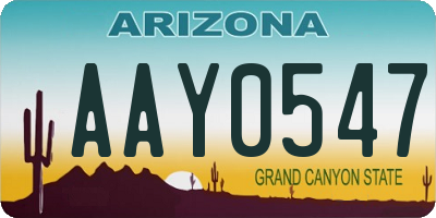 AZ license plate AAY0547