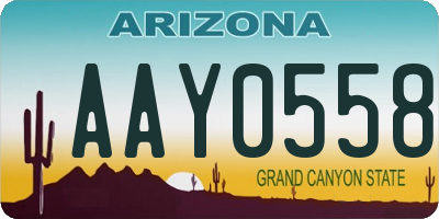 AZ license plate AAY0558