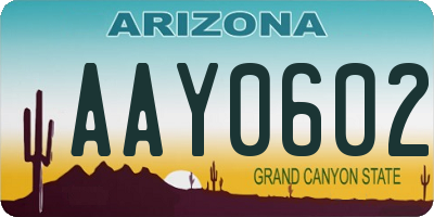 AZ license plate AAY0602