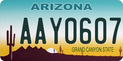 AZ license plate AAY0607