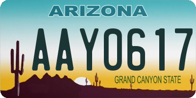 AZ license plate AAY0617