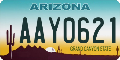 AZ license plate AAY0621