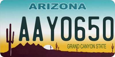 AZ license plate AAY0650