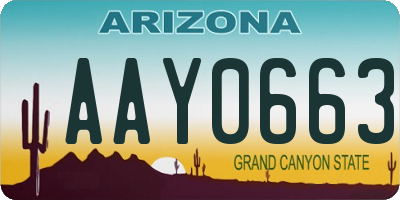 AZ license plate AAY0663