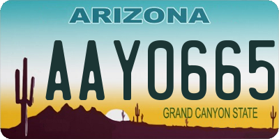 AZ license plate AAY0665