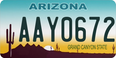 AZ license plate AAY0672