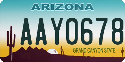 AZ license plate AAY0678