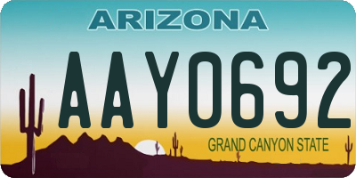 AZ license plate AAY0692