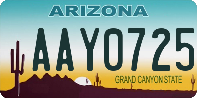 AZ license plate AAY0725