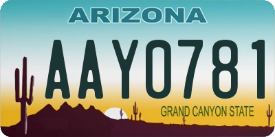 AZ license plate AAY0781