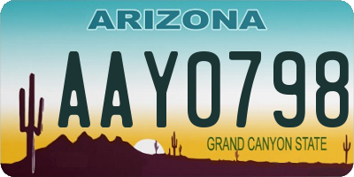 AZ license plate AAY0798