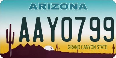AZ license plate AAY0799