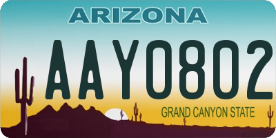 AZ license plate AAY0802