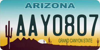 AZ license plate AAY0807