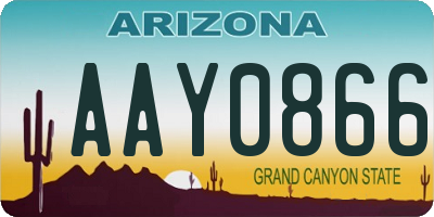 AZ license plate AAY0866