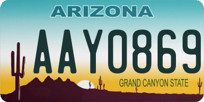 AZ license plate AAY0869