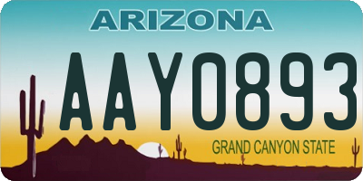 AZ license plate AAY0893