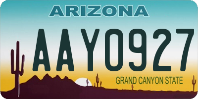 AZ license plate AAY0927