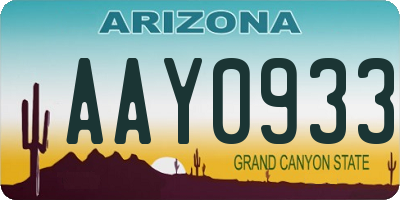 AZ license plate AAY0933