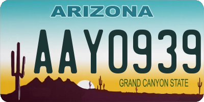 AZ license plate AAY0939