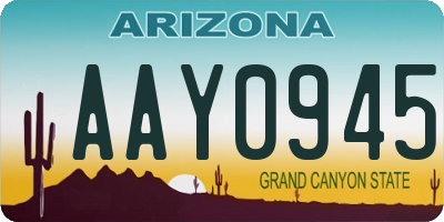 AZ license plate AAY0945