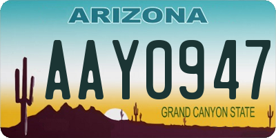 AZ license plate AAY0947