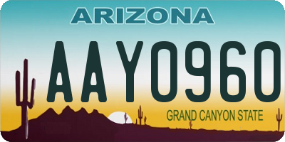 AZ license plate AAY0960