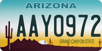 AZ license plate AAY0972