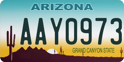 AZ license plate AAY0973