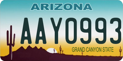 AZ license plate AAY0993
