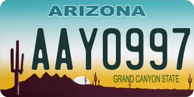 AZ license plate AAY0997