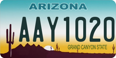 AZ license plate AAY1020