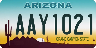 AZ license plate AAY1021