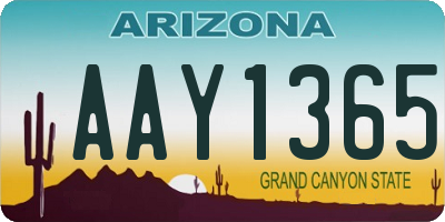AZ license plate AAY1365